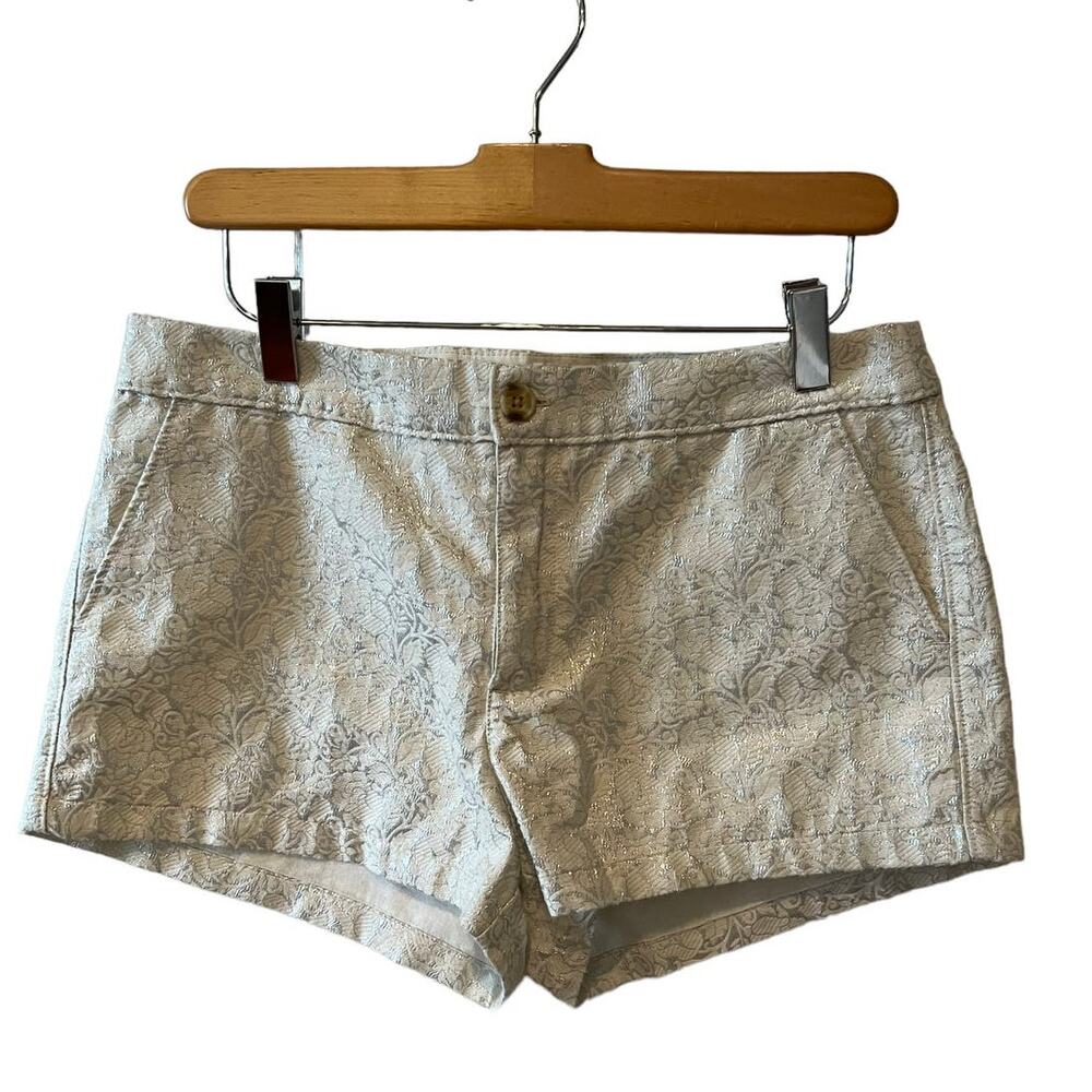 Abercrombie & Fitch tailored metallic silver Jacquard shorts 27